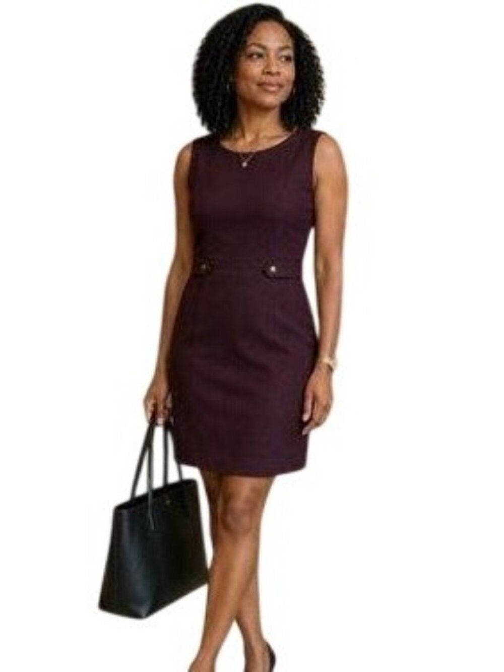 Banana Republic Dress Size 2 Midi Sheath Burgundy Sleeveless Belted Waist